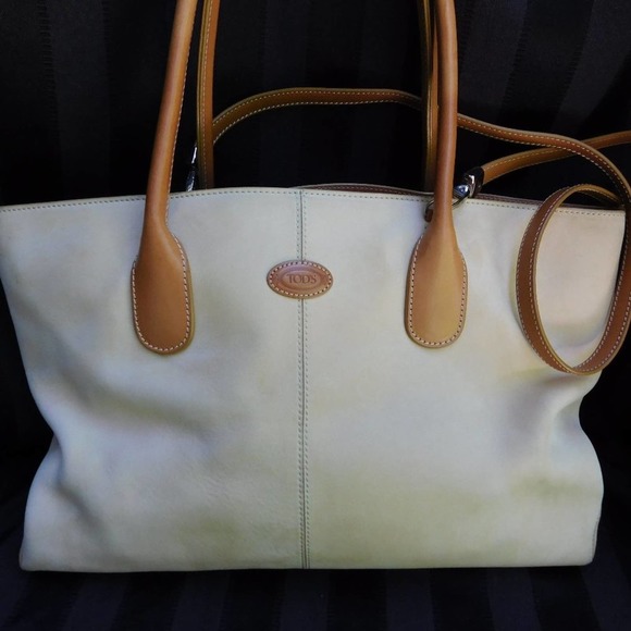 TOD'S TAN SMOOTH  LEATHER SATCHEL TOTE - Picture 2 of 12